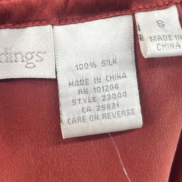 Soft Surroundings Blouse Size Small 100% Silk Rust Burnt Orange NWOT - Picture 13 of 14